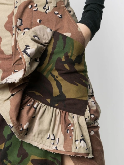 Preen By Thornton Bregazzi Floral Upcycled Camouflage Cotton-blend Midi Skirt In Green