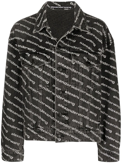 Shop Alexander Wang All-over Logo-print Jacket In Black