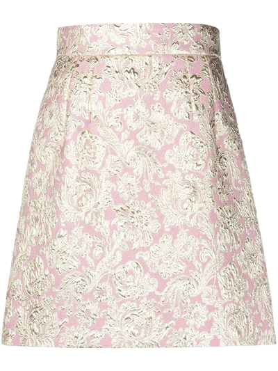 Shop Dolce & Gabbana Metallic Finish Jacquard Skirt In Pink