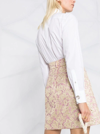 Shop Dolce & Gabbana Metallic Finish Jacquard Skirt In Pink
