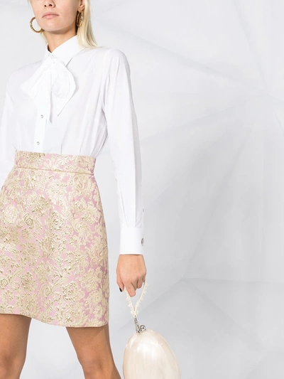 Shop Dolce & Gabbana Metallic Finish Jacquard Skirt In Pink