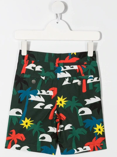 Stella Mccartney Palms Print Organic Cotton Shorts In Green