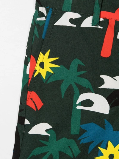 Stella Mccartney Palms Print Organic Cotton Shorts In Green