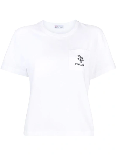 Shop Red Valentino Logo-embroidered T-shirt In White