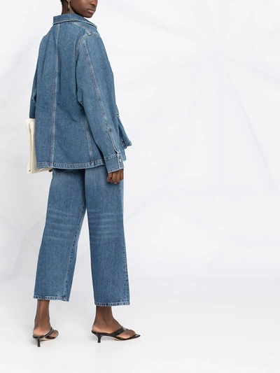 Shop Totême Cargo Pocket Denim Jacket In Blue