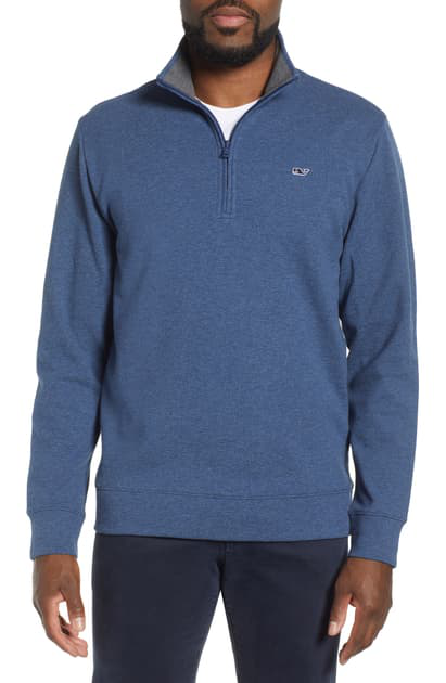 Vineyard Vines Saltwater Quarter Zip Pullover In Deep Bay | ModeSens