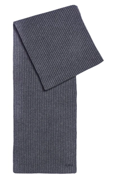 Shop Hugo Boss Maloi Ribbed Scarf In Open Grey