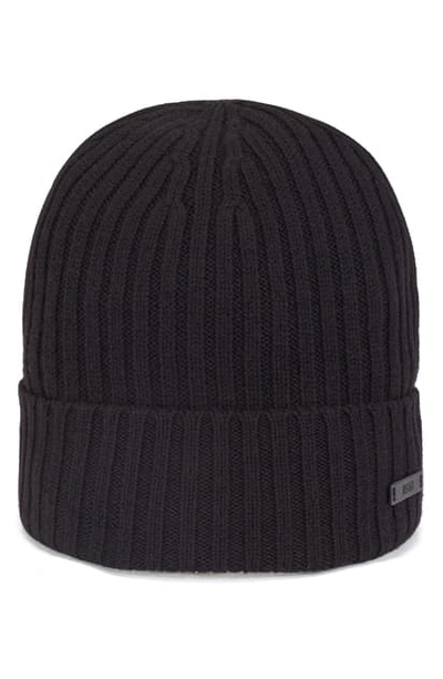 Shop Hugo Boss Cable Knit Beanie In Black
