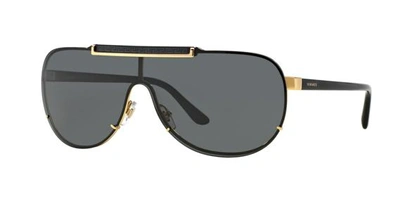 Shop Versace Ve2140 Shield Sunglasses In Grey