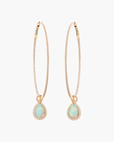 Shop Nina Runsdorf Large Opal Flip Hoop Earrings | Diamonds/rose Gold