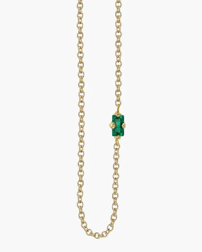 Shop Lizzie Mandler Baguette Emerald Floating Necklace | Gemstones In Gold
