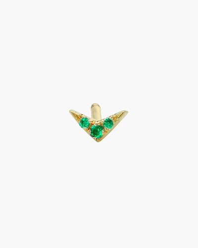Shop Lizzie Mandler Emerald Single Pavé V Stud Earring | Gemstones/yellow Gold