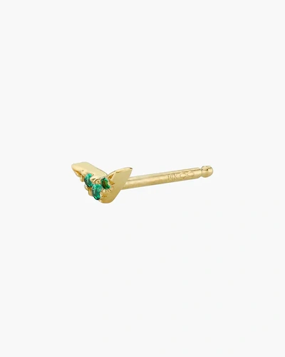 Shop Lizzie Mandler Emerald Single Pavé V Stud Earring | Gemstones/yellow Gold