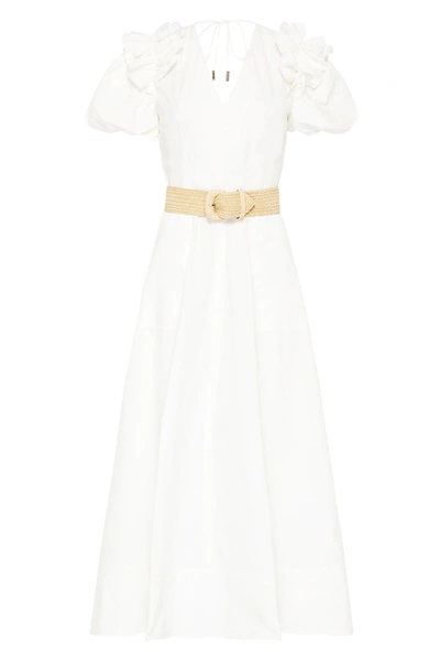 Shop Rebecca Vallance Bianco Frill Midi Dress In White