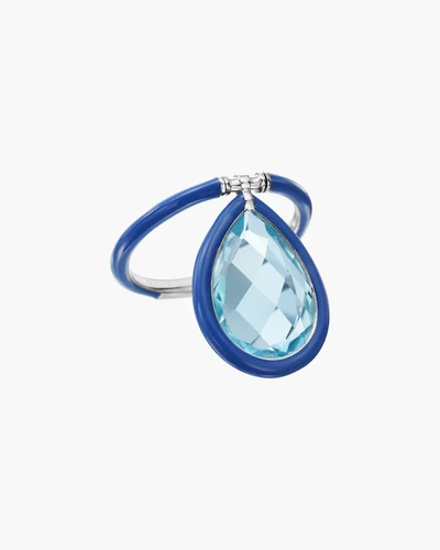 Shop Nina Runsdorf Large The Artist Flip Ring | Enamel/gemstones In Blue Topaz