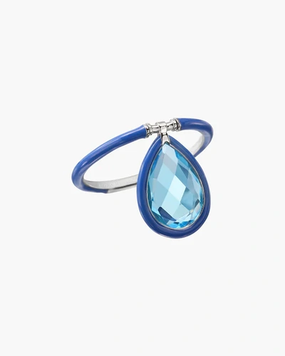 Shop Nina Runsdorf Medium The Artist Flip Ring | Enamel/gemstones In Blue Topaz