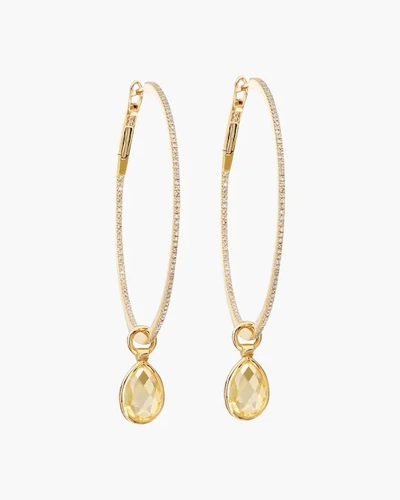 Shop Nina Runsdorf Medium Citrine Flip Hoop Earrings | Diamonds/gemstones/yellow Gold In Yellow Citrine