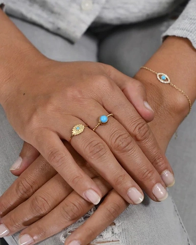Shop Anzie Diamond & Turquoise Evil Eye Bracelet | Diamonds/gemstones/yellow Gold
