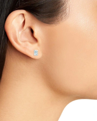 Shop Anzie Cleo Baguette Stud Earrings | Gemstones/platinum Plated In Rhodium
