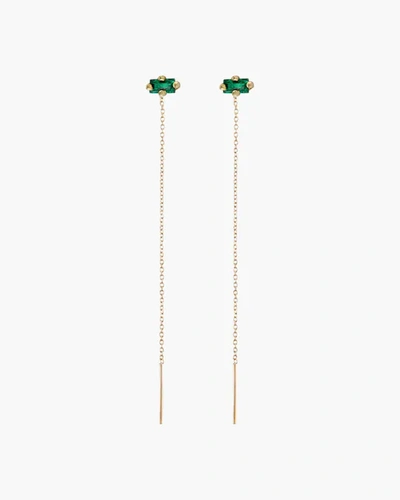 Shop Lizzie Mandler Emerald Floating Threader Earrings | Gemstones/yellow Gold