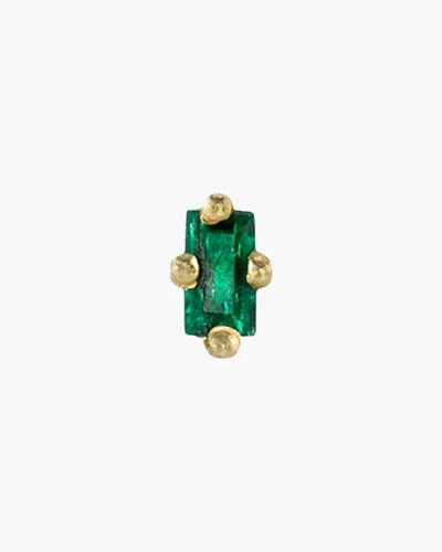 Shop Lizzie Mandler Single Baguette Emerald Mini Stud Earring | Gemstones In Gold