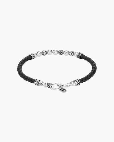 Shop John Hardy Classic Chain Hammered Leather-strap Bracelet | Sterling Silver/leather