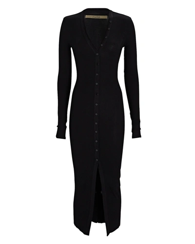 Shop Enza Costa Silk Rib Knit Cardigan Midi Dress In Black