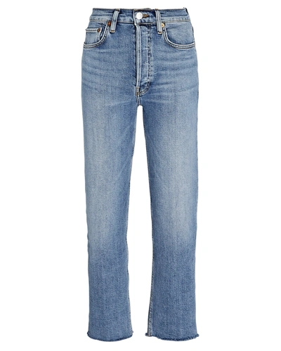 Shop Re/done High-rise Stove Pipe Jeans In Medium Stone