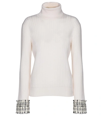 Shop Dolce & Gabbana Ribbed-knit Wool Turtleneck Sweater In White