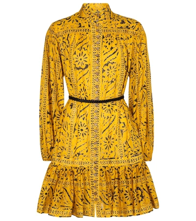 Shop Zimmermann Lulu Belted Cotton Voile Minidress In Yellow