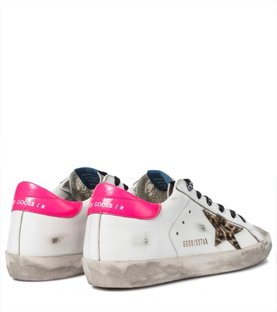 Shop Golden Goose Super-star Leather Sneakers In Ice/white/brown Leo/fuchs