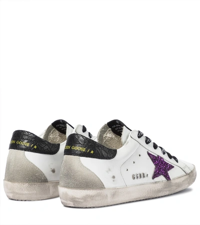 Shop Golden Goose Super-star Leather Sneakers In White/purple/black/ice