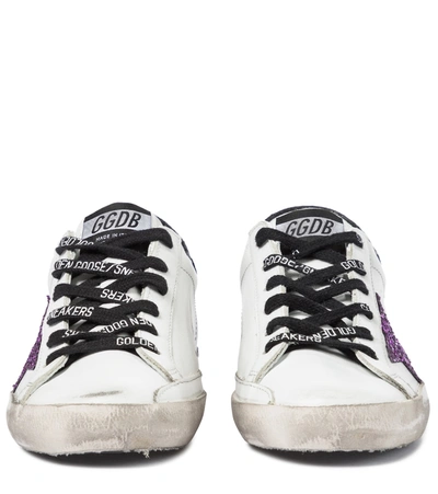 Shop Golden Goose Super-star Leather Sneakers In White/purple/black/ice