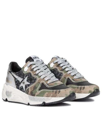 Shop Golden Goose Running Sole Printed Leather Sneakers In Multicoloured