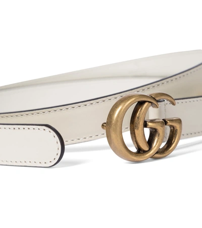 Gucci Gg Leather Belt In White