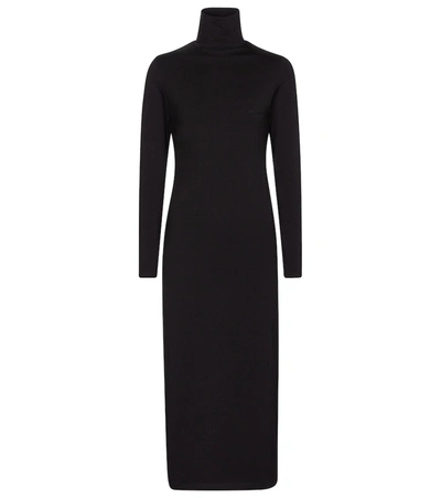Shop Balenciaga Stretch-cotton Jersey Midi Dress In Black