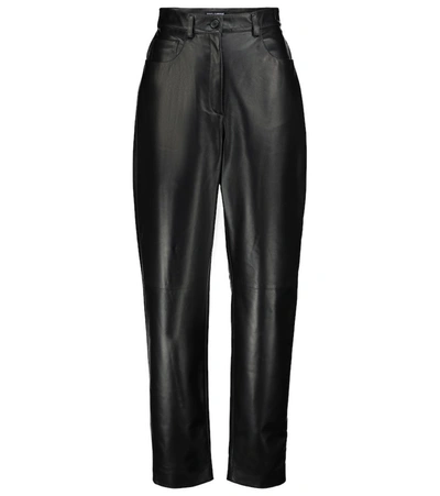 Shop Dolce & Gabbana High-rise Leather Pants In Black