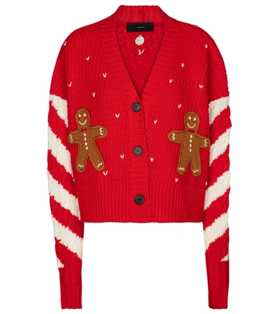 Shop Alanui Candycane Wool Cardigan In Red