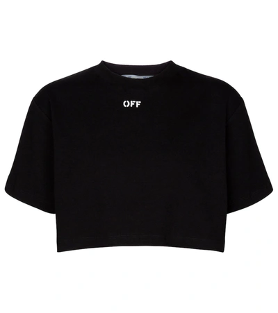 Shop Off-white Ribbed Crop Top In Black