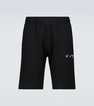 Shop Off-white Ow Logo Cotton Jersey Shorts In Black