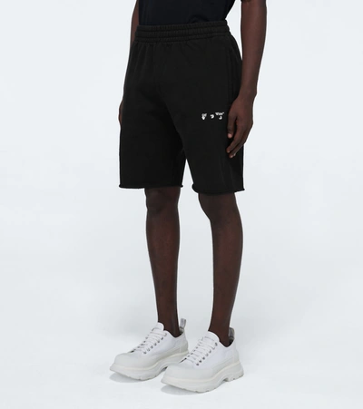 Shop Off-white Ow Logo Cotton Jersey Shorts In Black