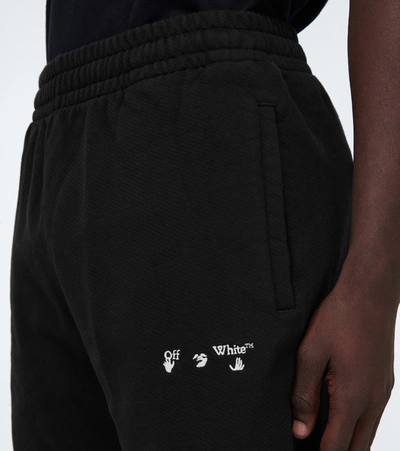 Shop Off-white Ow Logo Cotton Jersey Shorts In Black