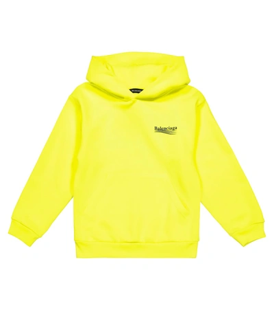 Shop Balenciaga Logo Cotton Hoodie In Yellow