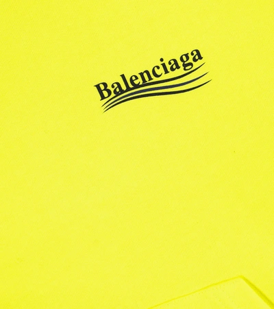 Shop Balenciaga Logo Cotton Hoodie In Yellow