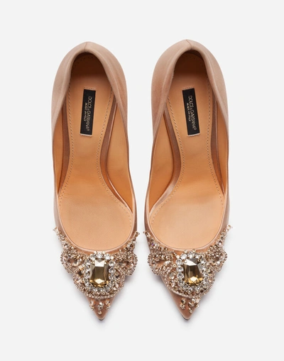 Shop Dolce & Gabbana Satin Pumps With Bejeweled Embellishment