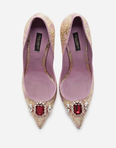 Shop Dolce & Gabbana Floral Brocade Pumps With Bejeweled Embellishment
