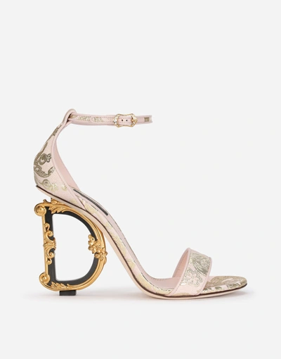 Dolce & Gabbana Nappa Mordore Sandals With Baroque Dg Heel In Pink |  ModeSens