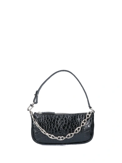 Shop By Far Embossed Shoulder Bag In Black