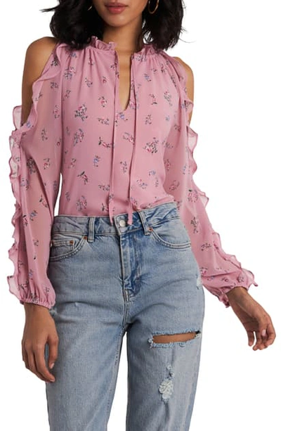 Shop 1.state Ruffle Cold Shoulder Top In Petite Calico Roses