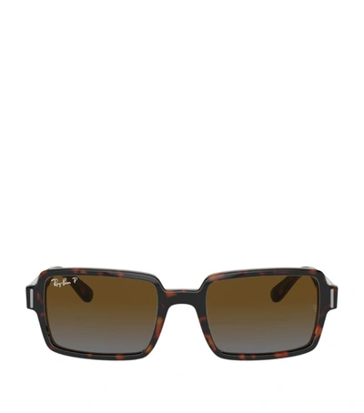Shop Ray Ban Benji Rectangle Sunglasses In Brown